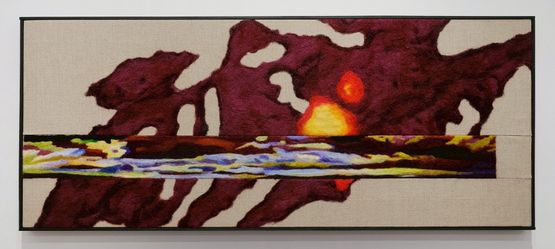 Maroon Strip by Pauline Shaw contemporary artwork Textile