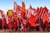 Salei Maasai Warriors Bearing Flags Tanzania by Carol Beckwith  Angela Fisher contemporary artwork photography
