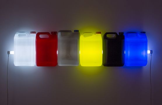 Strait White Red Grey Yellow Black Blue by Bill Culbert contemporary artwork Installation