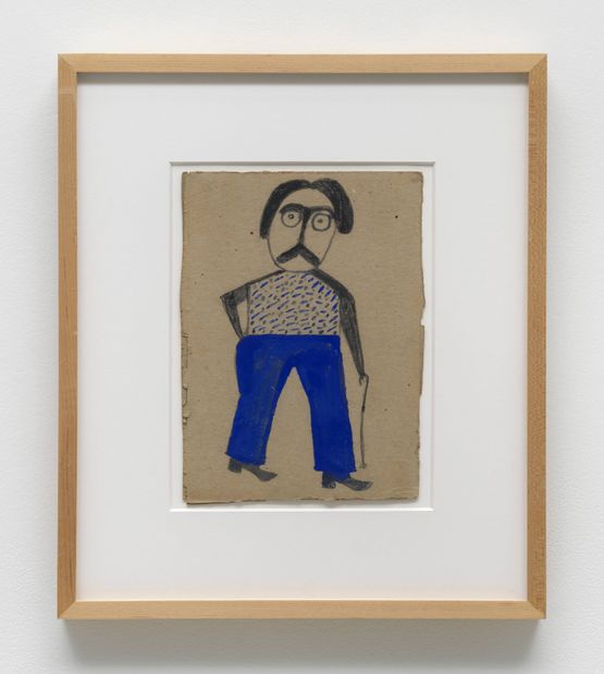 Untitled Man with Blue Pants and Cane by Bill Traylor contemporary artwork Painting