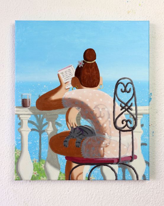 Girl on The Terrace by Imon Boy contemporary artwork Painting