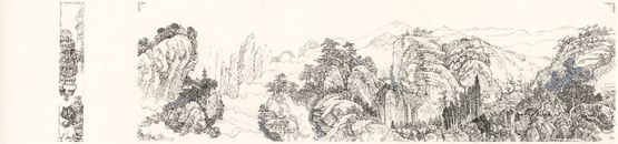 Wonder Among the Cliffside Clouds  by Li Qing contemporary artwork Drawing
