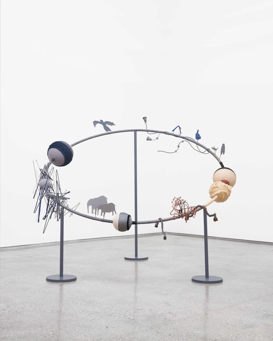 An ancient bird moonflowers an anti-Japanese womens labor protest a katydid a cicada rituals winds a yoke elephants and a river by Young In Hong contemporary artwork Sculpture