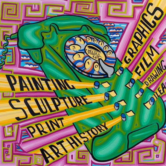 Green Phone by Bob And Roberta Smith contemporary artwork Works on Paper