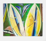 Calla Lilies green and yellow by Ken Taylor Reynaga contemporary artwork painting works on paper