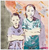 Tegyu and Terrin pale by Claire Tabouret contemporary artwork painting works on paper drawing
