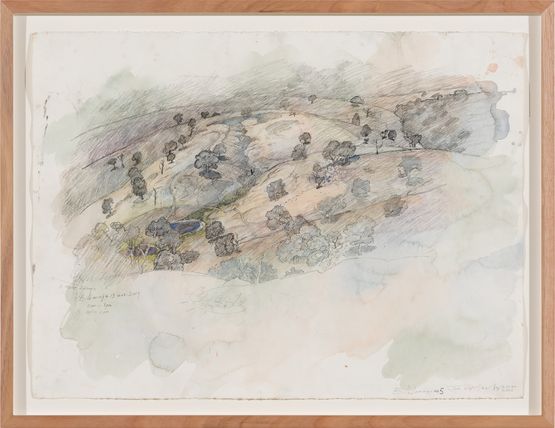 Lolloping hills and the two dams Bibbaringa 5 by John Wolseley contemporary artwork Painting