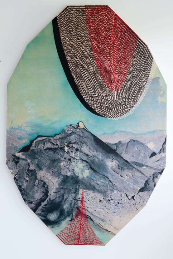 My skin floats above the mountain by Radhika Khimji contemporary artwork Painting