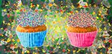 PINK AND BLUE CAKE by Cyril Kongo contemporary artwork mixed media painting