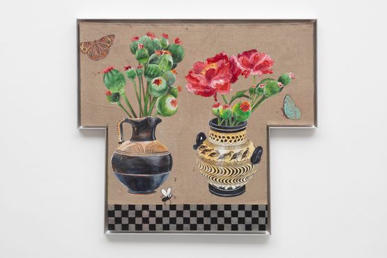Dois vasos e toalha quadriculada by Paulo Nimer Pjota contemporary artwork Painting