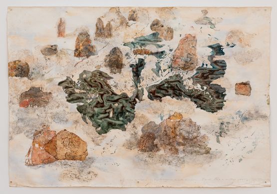 Walk across geological strata - Proterozoic to late Silurian each step a million years I by John Wolseley contemporary artwork Works on Paper