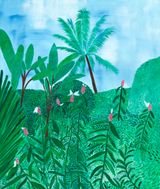 Tropical Landscape with Palm by Sally Ross contemporary artwork painting