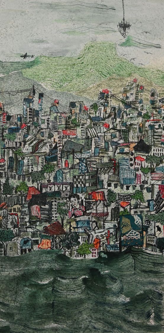 My City in Green Patina 3 by Zena Assi contemporary artwork Painting