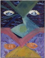Four eyes purple skies by Layla Rudneva-Mackay contemporary artwork painting works on paper