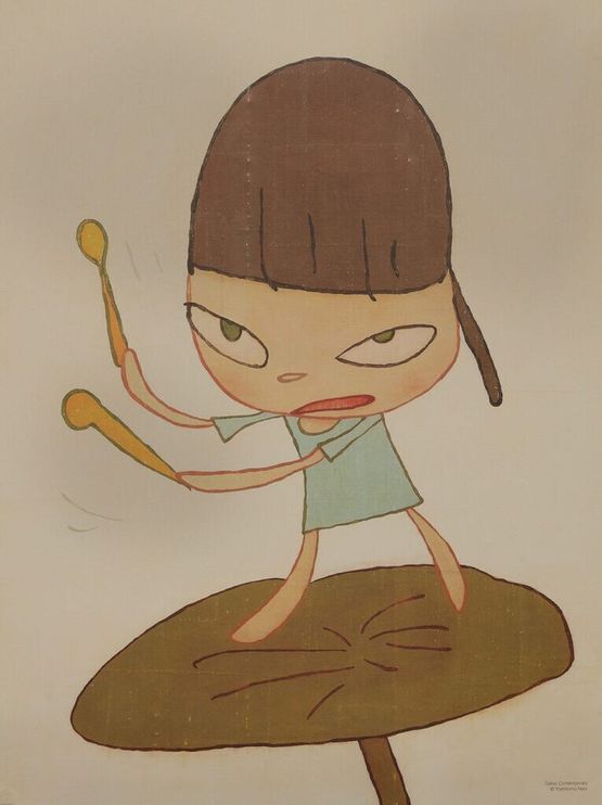 Marching on a Butterbur Leaf by Yoshitomo Nara contemporary artwork Works on Paper