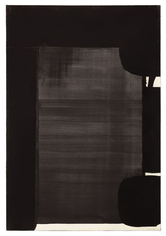 Gouache sur papier 109  746 cm 1977 by Pierre Soulages contemporary artwork Works on Paper