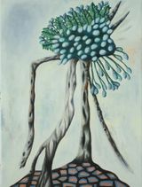 Verholzte Baumskulptur weie Blasen by Hartmut Neumann contemporary artwork painting