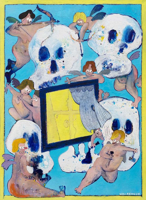 Artist and Angel by Wu Chen contemporary artwork Painting