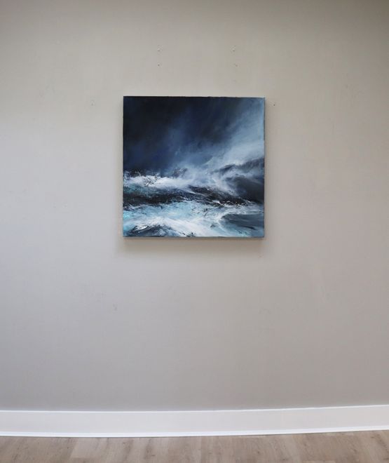 Sea state force 7 - Waves racing inland by Janette Kerr contemporary artwork Painting