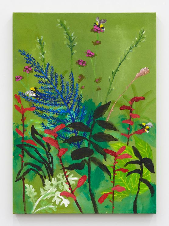 Blue Fern with Bees by Tabboo contemporary artwork Painting