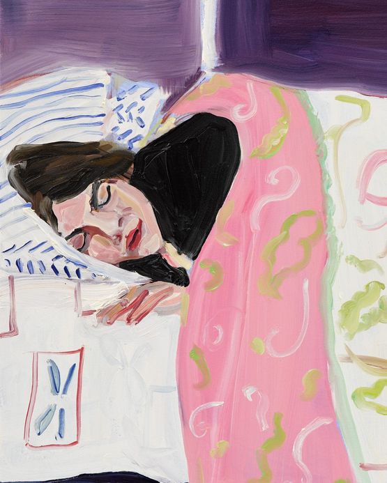 Esme in the Bed in the Studio, 2025 by Chantal Joffe | Ocula