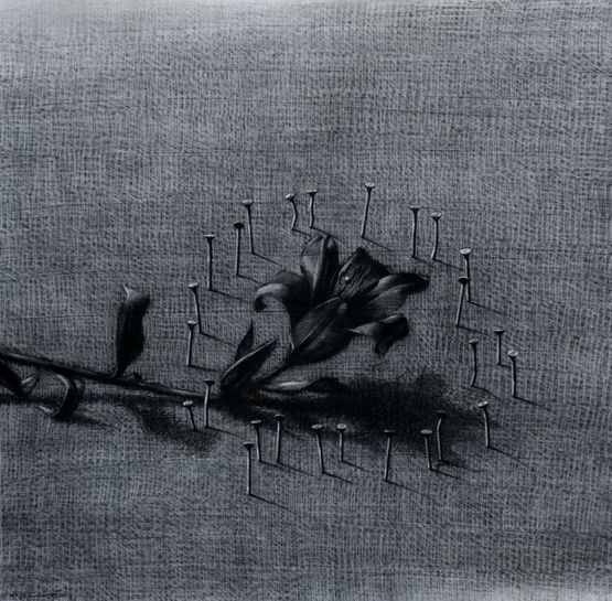 Flower and Pins by Youssef Abdelke contemporary artwork Works on Paper