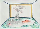 Red Stone and Courtyard 3 by Lin Guocheng contemporary artwork painting