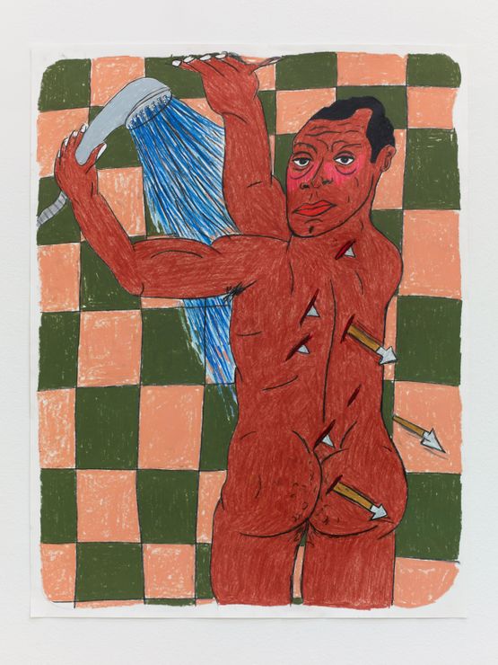 Bedwork  James Baldwin penetrated by drops of water like Saint Sebastian by arrows by Soufiane Ababri contemporary artwork Drawing