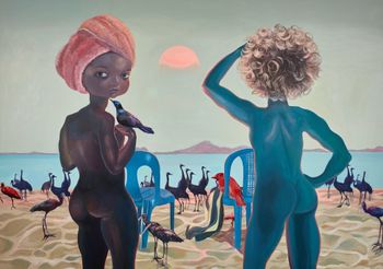 They came to see God by Ndidi Emefiele contemporary artwork mixed media painting