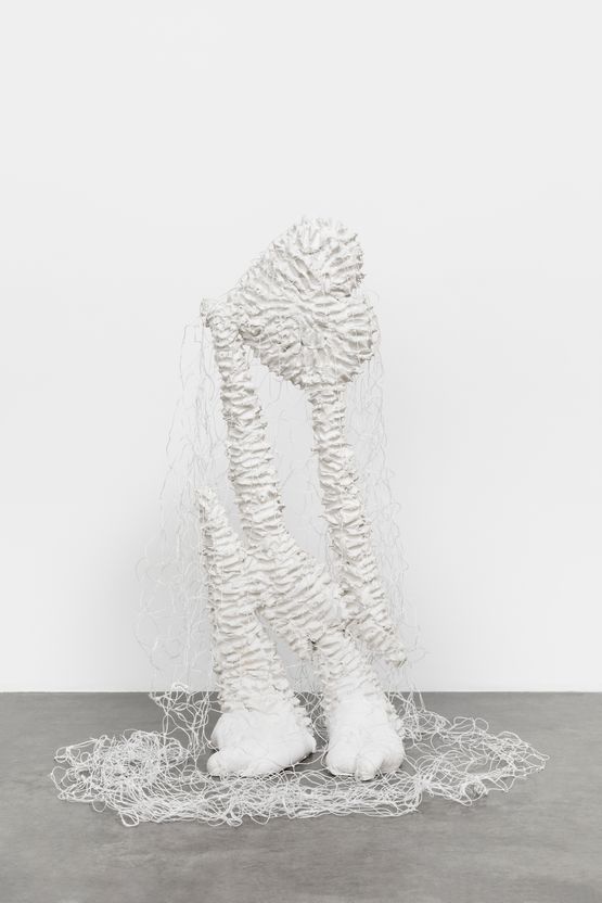 unfuckingtitled 2024goal net and reinforced concrete by Michael Dean contemporary artwork Sculpture