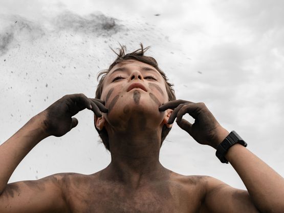 Arturo with Ashes at a Nature Immersion Camp Italy by Lucas Foglia contemporary artwork Print