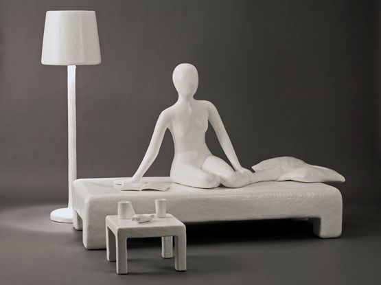 Female on bed by Atelier Van Lieshout contemporary artwork Sculpture