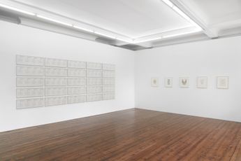 Contemporary art exhibition Hanne Darboven Ruth Wolf-Rehfeldt Zeichen der Zeit  Zeit der Zeichen  Sign of the Times  Times of the Sign at Spruth Magers London United Kingdom