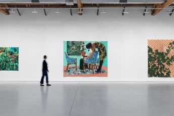 Contemporary art exhibition Njideka Akunyili Crosby Coming Back to See Through Again at David Zwirner Los Angeles United States