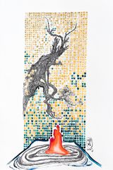 Courtyard by Lin Guocheng contemporary artwork drawing painting works on paper