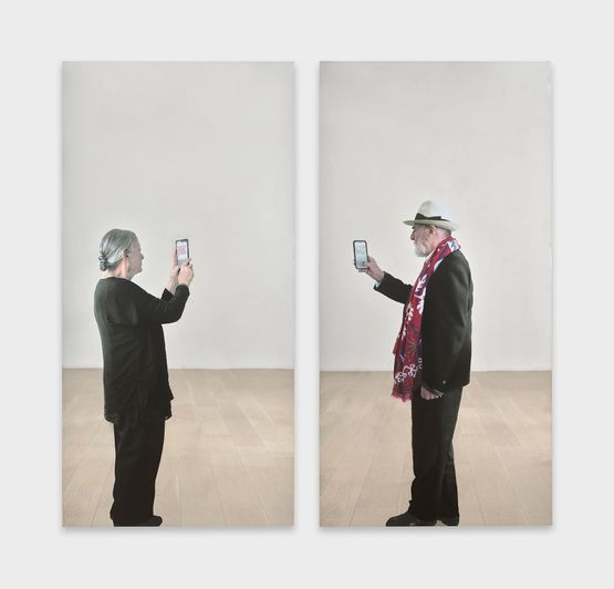 Maria con smartphone Autoritratto con smartphone by Michelangelo Pistoletto contemporary artwork Sculpture
