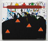 Orange Triangle narrow long shape brown by Sadamasa Motonaga contemporary artwork painting