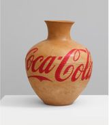 Han Dysnasty Urn with Coca Cola Logo tan by Ai Weiwei contemporary artwork sculpture