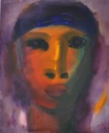 Kopf vor violettem Grund by Herbert Beck contemporary artwork painting works on paper