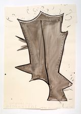 Untypical Holly Leaf Top it with Sunlight by Rose Wylie contemporary artwork drawing mixed media painting works on paper