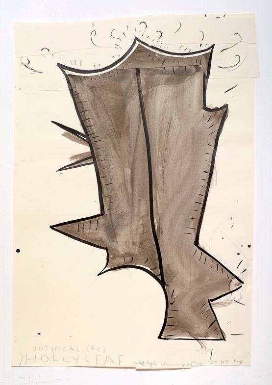 Untypical Holly Leaf Top it with Sunlight by Rose Wylie contemporary artwork Painting