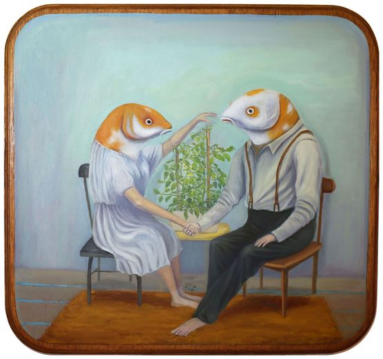 Watching the Plants with Heart V I Didnt Eat Your Tomato Trust Me by Ant Ngai Wing Lam contemporary artwork Painting