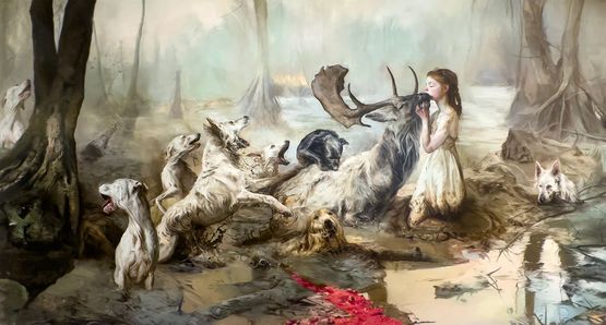 The Kiss of Artemis by Guillermo Lorca contemporary artwork Painting