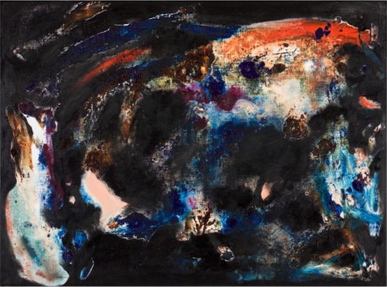 Black fires speak softly by Marie De Villepin contemporary artwork Painting