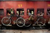 Bicycles on Side of Train India by Steve Mccurry contemporary artwork print