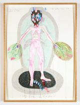 time is the energy a pattern of houses a pattern of houses... of one person by Del Kathryn Barton contemporary artwork drawing