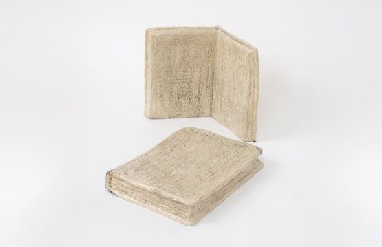 open and closed books by Andrew Lord contemporary artwork Sculpture