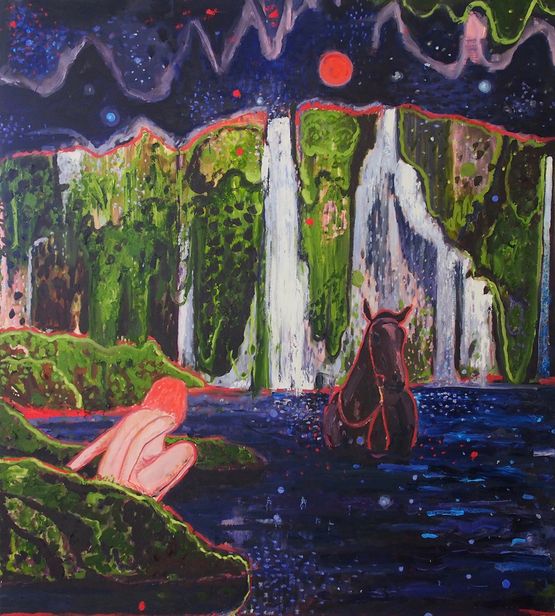 Night Swimming with Horse I by Stephen Pleban contemporary artwork Painting