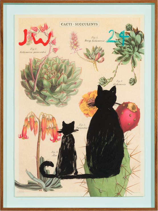 Black cat and kitten by Jenny Watson contemporary artwork Painting