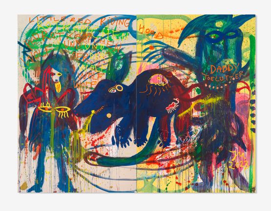 ONE OF A LIVING MARY HAD A LITTLE LAMP by Jonathan Meese contemporary artwork Painting